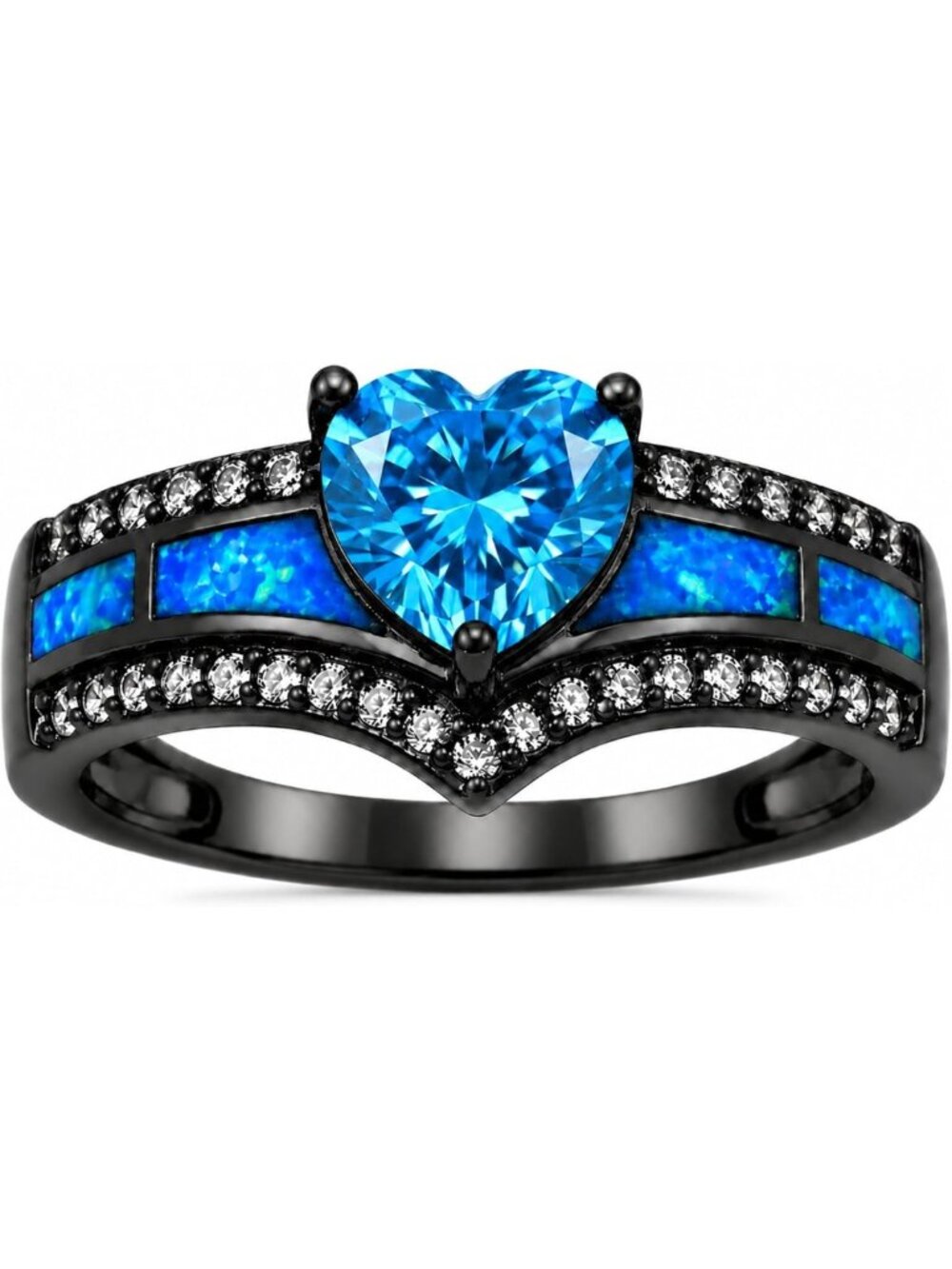 Gothic Heart-Shaped Black Engagement Ring for Women | CZ Promise Ring